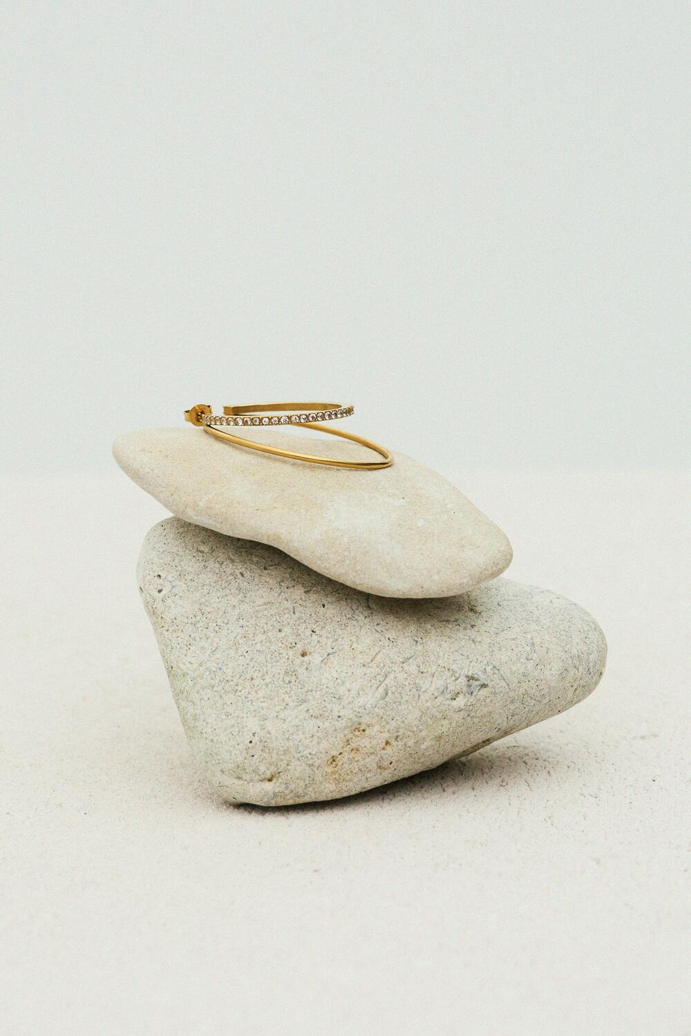 Double Olympia hoop with Stones - forgyldt